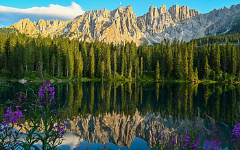 Lake Carezza Italy, italy, carezza, water, lake HD wallpaper