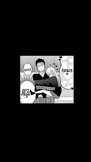 Marin hugging Gojo - Manga - Dark background, My Dress-Up Darling, Marin Kitagawa, manga HD phone wallpaper