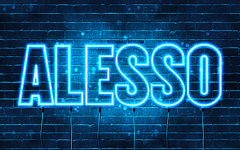 Alesso, , with names, Alesso name, blue neon lights, Alesso Birtay, Happy Birtay Alesso, popular italian male names, with Alesso name HD wallpaper