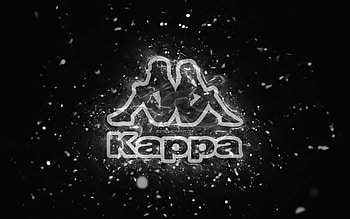 Kappa white logo, , white neon lights, creative, black abstract background, Kappa logo, brands, Kappa HD wallpaper