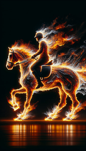 Fiery Steed Horseback Riding, fire, horse, rider, flame HD phone wallpaper