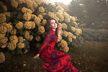 Garden, flowers, hoot, girl model HD wallpaper