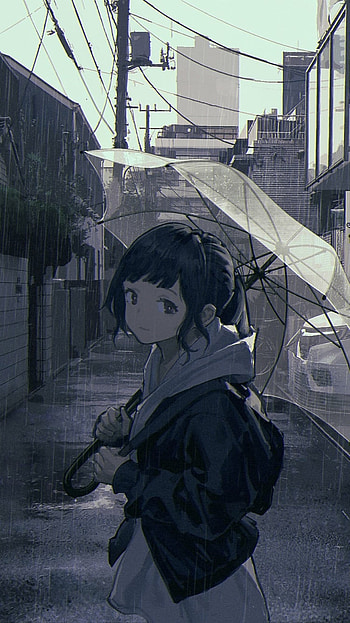 Rainy Day Reflections: Anime Girl with Clear Umbrella, umbrella, rain, Anime, girl, anime girl, Rain Anime HD phone wallpaper