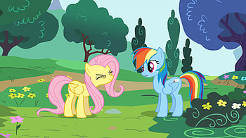 Louder. YAY!, Cartoon, Fluttershy, Pegasus, Rainbow Dash, My Little Pony, Friendship is Magic HD wallpaper