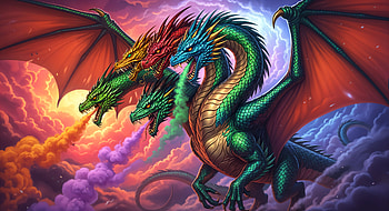 Multi-Headed Dragon Fantasy, multi-headed dragon, dragon, mythical creature, wings HD wallpaper