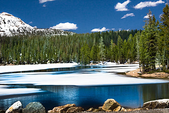 Winter landscape, blue, winter, landscape, beautiful, beauty, lake, background, snow, clouds, trees, view, nature, sky, water HD wallpaper