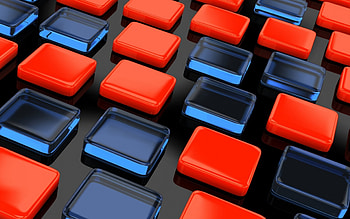 3d glass tiles, 3d background tiles, blue red 4d glass tiles, creative 3d background, glass tiles HD wallpaper
