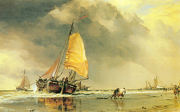 Going To Shore, shore, ship, men, beach HD wallpaper