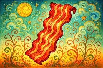 Artistic Bacon Wonderland, bacon, psychedelic, surreal, colorful HD wallpaper
