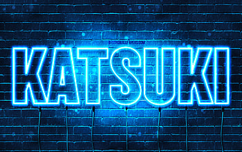 Happy Birtay Katsuki, , blue neon lights, Katsuki name, creative, Katsuki Happy Birtay, Katsuki Birtay, popular japanese male names, with Katsuki name, Katsuki HD wallpaper