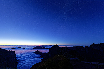 Panorama From Mountain Heights, mountains, sky, nature, night HD wallpaper