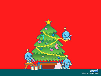 Chao, star, sonic, video games, popcorn tinsel, christmas tree HD wallpaper