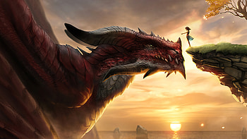 A Girl And Her Dragon, dragon, artist, artwork, digital-art, artstation HD wallpaper
