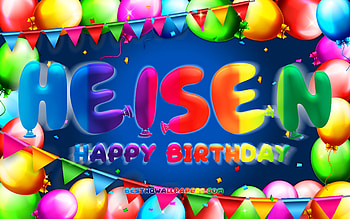Happy Birtay Heisen, , colorful balloon frame, Heisen name, blue background, Heisen Happy Birtay, Heisen Birtay, popular german male names, Birtay concept, Heisen HD wallpaper