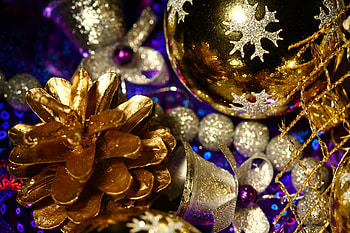 Holidays, New Year, Decorations, Gold, Close-Up, Tinsel, Christmas Tree Toy, Sequins, Cone, Bump HD wallpaper