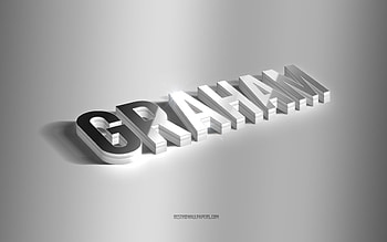 Graham, silver 3d art, gray background, with names, Graham name, Graham greeting card, 3d art, with Graham name HD wallpaper