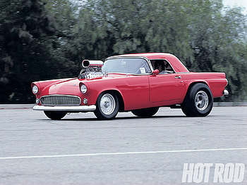 Blown Thunderbird, fat tires, ford, blown engine, red HD wallpaper