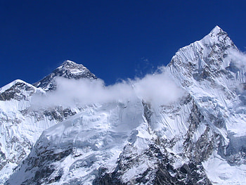 Mt. Everest, Nepal, snow, deep blue, cold, clouds, sky, mountains, high HD wallpaper