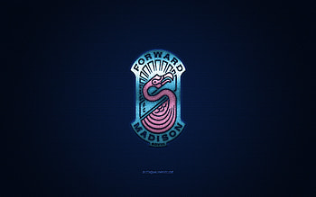 Forward Madison FC, American soccer club, blue logo, blue carbon fiber background, USL League One, soccer, Wisconsin, USA, Forward Madison FC logo HD wallpaper
