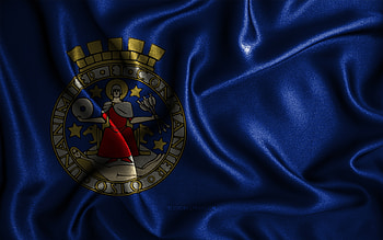 Oslo flag, , silk wavy flags, norwegian counties, Flag of Oslo, fabric flags, 3D art, Oslo, Europe, Counties of Norway, Oslo 3D flag, Norway HD wallpaper