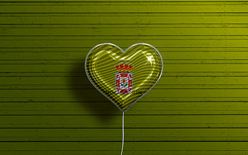 I Love Granada, , realistic balloons, green wooden background, Day of Granada, spanish provinces, flag of Granada, Spain, balloon with flag, Provinces of Spain, Granada flag, Granada HD wallpaper