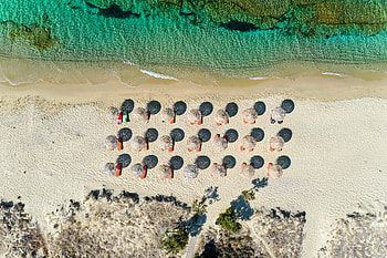 Nature, Sea, Beach, View From Above, Umbrellas HD wallpaper