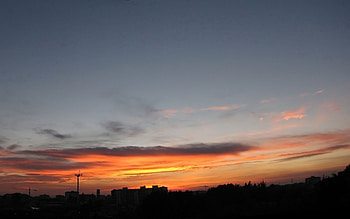 Nature, Sky, Lilac, Clouds, City, Outlines, Evening, Silence HD wallpaper