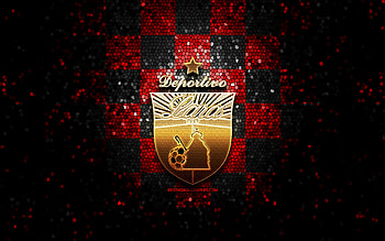 AC Deportivo Lara, glitter logo, La Liga FutVe, red black checkered background, soccer, Venezuelan football club, Deportivo Lara logo, mosaic art, football, Venezuelan Primera Division, Lara FC HD wallpaper