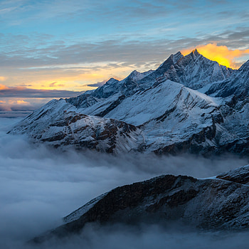 Switzerland, Mountains, , Alps Mountain, Summit, Fog, Alps, Landscape, Sky HD phone wallpaper