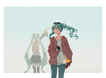 Vocaloid, reflections, anime girl, Hatsune Miku HD wallpaper