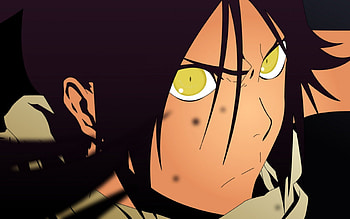 Yoruichi Shihouin, yellow eyes, awesome, black hair, anime girl, bleach, anime, face, cool, female HD wallpaper