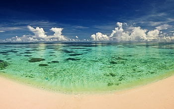 Landscape, Sea, Clouds, Beach HD wallpaper