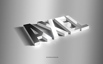Axel, silver 3d art, gray background, with names, Axel name, Axel greeting card, 3d art, with Axel name HD wallpaper