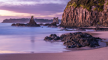 Cathedral Rocks Purple Coastline HD wallpaper