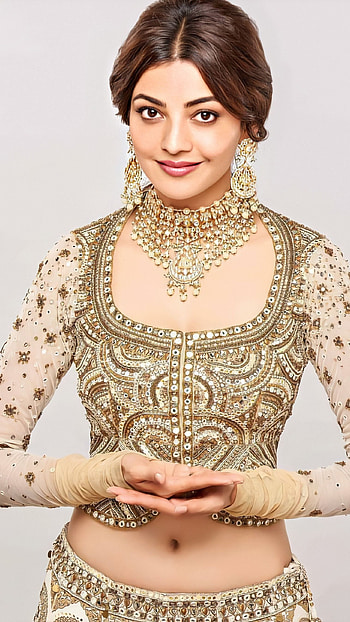 Kajal Agarwal, multilingual actress, navel show HD phone wallpaper