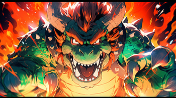 Fiery Bowser – Epic Gaming Background, Bowser, dragon, fire, Fire Dragon HD wallpaper