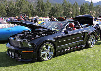 2007 Ford Mustang GT/CS convertible, blue, ford, black, graphy, green, trees, grass, tires HD wallpaper
