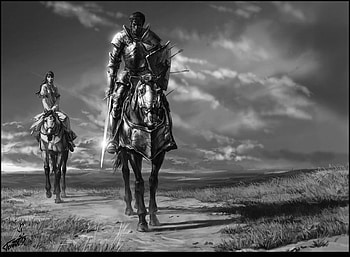 Guardian, horses, abstract, fantasy, man, , knight, woman, warrior HD wallpaper