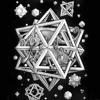 M.C. Escher, Other artist, Space art, Lizard illustration HD phone wallpaper