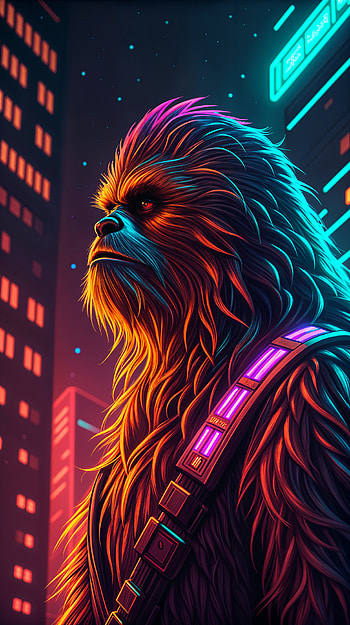 Chewbacca: A Vibrant for Star Wars Fans, Star Wars, Sci Fi, Digital Art, vibrant colors HD phone wallpaper