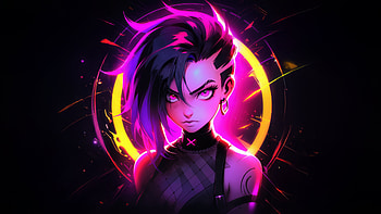 The Neon Avenger, artist, artwork, art, digital-art, ai, neon, cyberpunk, deviantart, anime HD wallpaper
