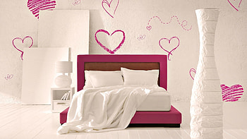 Miscellanea, Miscellaneous, Design, Room, Romance, Heart, Bed HD wallpaper