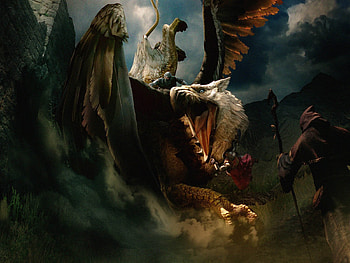 Huge eagle, birds, people, eagle, a fantasy HD wallpaper