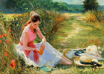summer afternoon, artwork, cool, beautiful, nature, flowers, paintings, people, places HD wallpaper