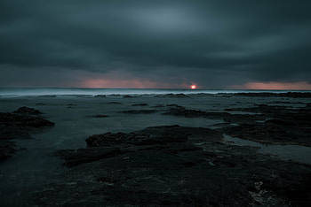 Nature, Sunset, Sea, Horizon, Storm HD wallpaper