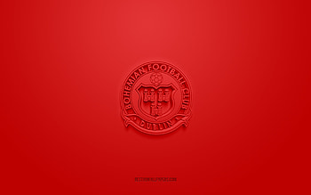 Bohemians FC, creative 3D logo, red background, Irish football team, League of Ireland Premier Division, Dublin, Ireland, 3d art, football, Bohemians FC 3d logo HD wallpaper
