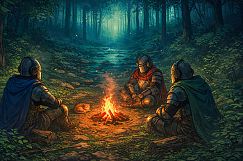 Ember Knights: Midnight Campfire - Fantasy, Forest HD wallpaper
