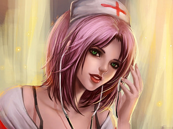 Fantasy Girl, Green, Eyes, Girl, Nurse HD wallpaper