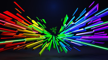 Razer logo, Multicolor light scatter, Abstract neon art, Vibrant colors HD wallpaper