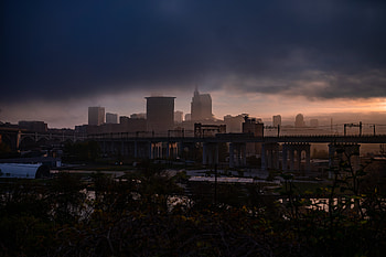 Cities, City, Building, Fog, Bridge, Darkness HD wallpaper